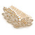 Oversized Bridal/ Wedding/ Prom/ Party Gold Plated Crystal, Pearl Leaf Hair Comb - 90mm W - view 8