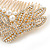 Oversized Bridal/ Wedding/ Prom/ Party Gold Plated Crystal, Pearl Leaf Hair Comb - 90mm W - view 4