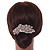 Oversized Bridal/ Wedding/ Prom/ Party Gold Plated Crystal, Pearl Leaf Hair Comb - 90mm W - view 2