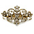 Vintage Inspired Antique Gold Open Cut Clear Crystal, White Glass Pearl Barrette Hair Clip Grip - 85mm Across - view 6
