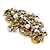 Vintage Inspired Antique Gold Open Cut Clear Crystal, White Glass Pearl Barrette Hair Clip Grip - 85mm Across - view 5