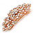 Bridal Wedding Prom Rose Gold Tone Filigree Diamante Floral Barrette Hair Clip Grip - 80mm Across - view 5