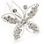 Bridal/ Wedding/ Prom/ Party Set Of 3 Rhodium Plated Clear Austrian Crystal Butterfly Hair Pins - view 4