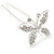 Bridal/ Wedding/ Prom/ Party Set Of 3 Rhodium Plated Clear Austrian Crystal Butterfly Hair Pins - view 5