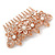 Bridal/ Wedding/ Prom/ Party Rose Gold Tone Clear Crystal, Simulated Pearl Floral Hair Comb - 85mm - view 5