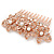 Bridal/ Wedding/ Prom/ Party Rose Gold Tone Clear Crystal, Simulated Pearl Floral Hair Comb - 85mm - view 8