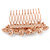Bridal/ Wedding/ Prom/ Party Rose Gold Tone Clear Crystal, Simulated Pearl Floral Hair Comb - 85mm - view 6
