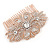 Bridal/ Wedding/ Prom/ Party Art Deco Style Rose Gold Tone Austrian Crystal Hair Comb - 80mm W - view 5