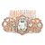 Bridal/ Wedding/ Prom/ Party Art Deco Style Rose Gold Tone Tone Austrian Crystal Hair Comb - 80mm W - view 7