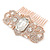 Bridal/ Wedding/ Prom/ Party Art Deco Style Rose Gold Tone Tone Austrian Crystal Hair Comb - 80mm W - view 8