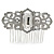 Bridal/ Wedding/ Prom/ Party Art Deco Style Rhodium Plated Tone Austrian Crystal Hair Comb - 80mm W - view 1