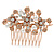 Bridal/ Wedding/ Prom/ Party Rose Gold Tone Clear Crystal, Simulated Pearl Floral Hair Comb - 75mm
