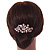 Bridal/ Wedding/ Prom/ Party Rose Gold Tone Clear Crystal, Simulated Pearl Floral Hair Comb - 75mm - view 2