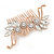 Bridal/ Wedding/ Prom/ Party Rose Gold Tone Clear Crystal Floral Hair Comb - 90mm W - view 6