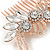 Bridal/ Wedding/ Prom/ Party Rose Gold Tone Clear Crystal Floral Hair Comb - 90mm W - view 4