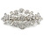 Medium Silver Tone Filigree Diamante Floral Barrette Hair Clip Grip - 70mm Across - view 7
