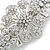 Medium Silver Tone Filigree Diamante Floral Barrette Hair Clip Grip - 70mm Across - view 3