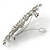 Medium Silver Tone Filigree Diamante Floral Barrette Hair Clip Grip - 70mm Across - view 4
