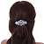 Medium Silver Tone Filigree Diamante Floral Barrette Hair Clip Grip - 70mm Across - view 2