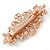 Medium Rose Gold Tone Filigree Diamante Floral Barrette Hair Clip Grip - 70mm Across - view 4