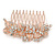 Vintage Inspired Bridal/ Wedding/ Prom/ Party Austrian Clear Crystal 'Leaves & Flowers' Hair Comb In Rose Tone Metal - 75mm - view 7