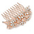 Vintage Inspired Bridal/ Wedding/ Prom/ Party Austrian Clear Crystal 'Leaves & Flowers' Hair Comb In Rose Tone Metal - 75mm - view 6