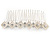 Bridal/ Wedding/ Prom/ Party Silver Plated Clear Crystal, Cream Faux Pearl Double Square Pattern Hair Comb - 80mm - view 7