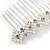 Bridal/ Wedding/ Prom/ Party Silver Plated Clear Crystal, Cream Faux Pearl Double Square Pattern Hair Comb - 80mm - view 4