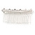 Bridal/ Wedding/ Prom/ Party Silver Plated Clear Crystal, Cream Faux Pearl Double Square Pattern Hair Comb - 80mm - view 5