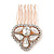 Mini Bridal/ Prom/ Party Faux Pearl  Clear Glass Stone Side Hair Comb In Rose Gold Tone Metal - 30mm Across - view 8