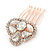 Mini Bridal/ Prom/ Party Faux Pearl  Clear Glass Stone Side Hair Comb In Rose Gold Tone Metal - 30mm Across - view 4