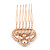 Mini Bridal/ Prom/ Party Faux Pearl  Clear Glass Stone Side Hair Comb In Rose Gold Tone Metal - 30mm Across - view 6