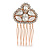 Mini Bridal/ Prom/ Party Faux Pearl  Clear Glass Stone Side Hair Comb In Rose Gold Tone Metal - 30mm Across