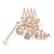 Bridal/ Wedding/ Prom/ Party Rose Gold Tone Clear Austrian Crystal Flower with Dangles Side Hair Comb - 60mm L - view 6