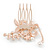Bridal/ Wedding/ Prom/ Party Rose Gold Tone Clear Austrian Crystal Flower with Dangles Side Hair Comb - 60mm L - view 5