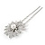 Bridal/ Wedding/ Prom/ Party Single Clear Crystal White Glass Pearl Flower Hair Pin In Silver Tone - 80mm L - view 5