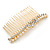 Bridal/ Wedding/ Prom/ Party Gold Tone Clear Crystal, Simulated Pearl, Double Butterfly Floral Hair Comb - 80mm - view 6