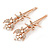 2 Bridal/ Prom Clear Crystal, White Glass Pearl Butterfly Hair Grips/ Slides In Rose Gold Metal - 70mm L - view 7