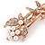 2 Bridal/ Prom Clear Crystal, White Glass Pearl Butterfly Hair Grips/ Slides In Rose Gold Metal - 70mm L - view 4