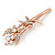 2 Bridal/ Prom Clear Crystal, White Glass Pearl Butterfly Hair Grips/ Slides In Rose Gold Metal - 70mm L - view 8