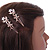 2 Bridal/ Prom Clear Crystal, White Glass Pearl Butterfly Hair Grips/ Slides In Rose Gold Metal - 70mm L - view 3
