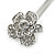 2 Bridal/ Prom Clear Crystal Flower Hair Grips/ Slides In Rhodium Plating - 60mm Across - view 4