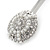 2 Bridal/ Prom Clear Crystal, White Glass Pearl Button Hair Grips/ Slides In Rhodium Plated Metal - 60mm L - view 6