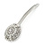 2 Bridal/ Prom Clear Crystal, White Glass Pearl Button Hair Grips/ Slides In Rhodium Plated Metal - 60mm L - view 5