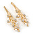 2 Bridal/ Prom Clear Crystal, Pearl Floral Hair Grips/ Slides In Gold Plating - 70mm L - view 4