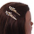 2 Bridal/ Prom Clear Crystal, Pearl Floral Hair Grips/ Slides In Gold Plating - 70mm L - view 3