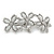 Vintage Inspired Triple Flower Crystal, Faux Pearl Hair Beak Clip/ Concord Clip In Silver Tone  - 70mm L - view 4