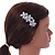 Vintage Inspired Triple Flower Crystal, Faux Pearl Hair Beak Clip/ Concord Clip In Silver Tone  - 70mm L - view 2