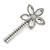 Large Glass Pearl, Clear Crystal Flower Hair Beak Clip/ Concord Clip In Rhodium Plated Metal - 90mm L - view 9