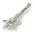 Large Glass Pearl, Clear Crystal Flower Hair Beak Clip/ Concord Clip In Rhodium Plated Metal - 90mm L - view 5